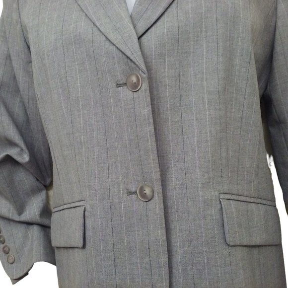 Vintage 90s Pendleton Savvy Wool Stretch Pinstripe Blazer Ladies-8 Repaired Grey - Picture 3 of 12